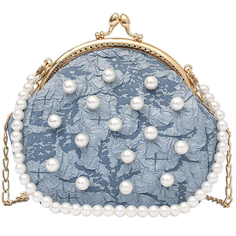 2021 Νέα μίνι χαριτωμένη μαργαριταρένια τσάντα γυναικεία μοντέρνα μόδα, αλυσίδα Messenger Τσάντα μαργαριτάρι Τσάντες χεριού Σχέδιο χιαστί