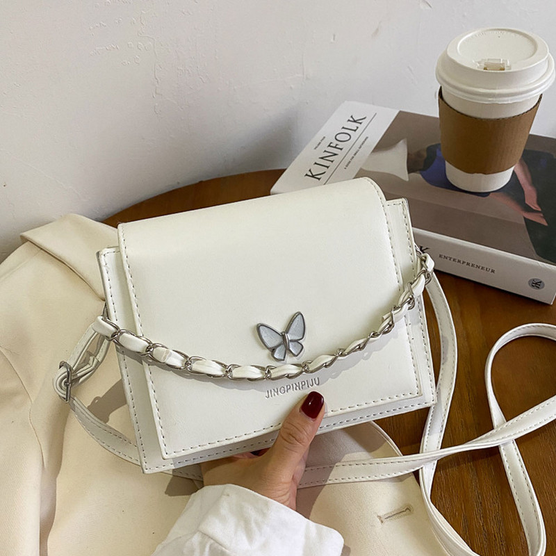 Genți de umăr de lux pentru femei, geantă fluture cu lanț, genți de mână retro pătrate pentru femei, poșete mici de seară