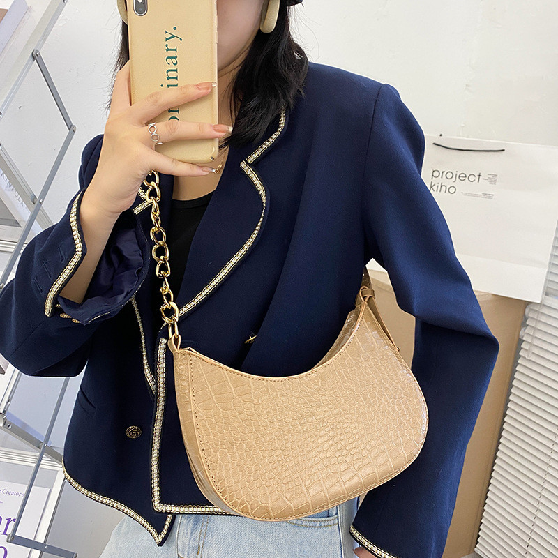 Model de aligator, în formă de găluște, geantă pentru subsuoară, geantă de mână cu design francez, stil concis, geantă de mână pentru femei, geantă de umăr femei