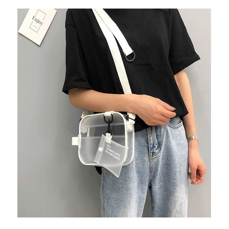 Casual PVC läbipaistev kott Naiste Crossbody kotid Jelly Väike telefonikotid Õlakott Käekott Kaardihoidja Läbipaistev naiste rahakott