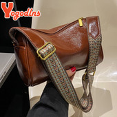 Yogodlns Vintage õlakott naistele Moodne laia rihmaga ristkeha kott Retro padi Messenger käekott Naiste kandekott Sidurid