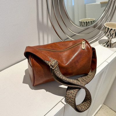 Yogodlns Vintage õlakott naistele Moodne laia rihmaga ristkeha kott Retro padi Messenger käekott Naiste kandekott Sidurid