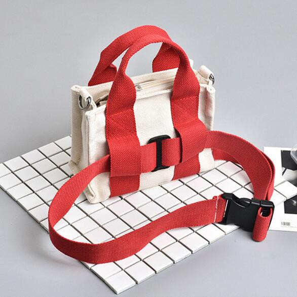 Χρωματική αντίθεση καμβάς μικρή τετράγωνη τσάντα ώμου messenger τσάντα μέσης πολυλειτουργική τσάντα τσάντα παλίρροιας