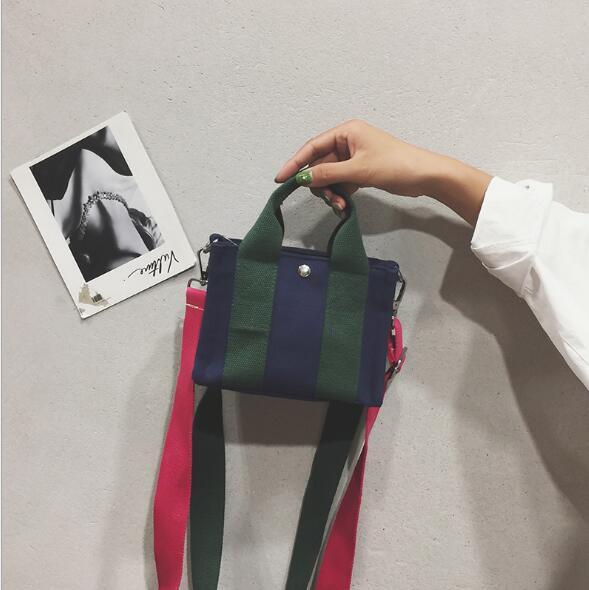 Χρωματική αντίθεση καμβάς μικρή τετράγωνη τσάντα ώμου messenger τσάντα μέσης πολυλειτουργική τσάντα τσάντα παλίρροιας