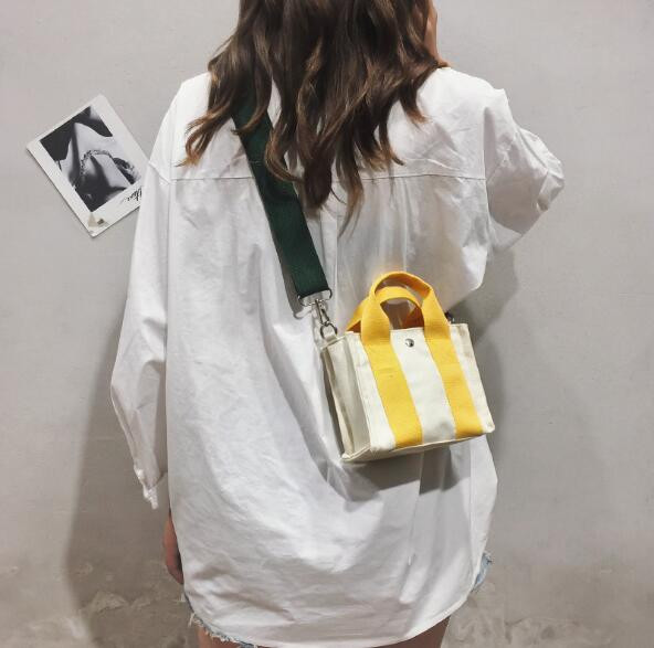 Χρωματική αντίθεση καμβάς μικρή τετράγωνη τσάντα ώμου messenger τσάντα μέσης πολυλειτουργική τσάντα τσάντα παλίρροιας