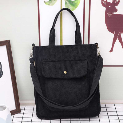 Hylhexyr, geantă casual, din velur, de culoare solidă, retro, geantă de mână pentru femei, geantă de umăr pentru student, cu buzunar exterior