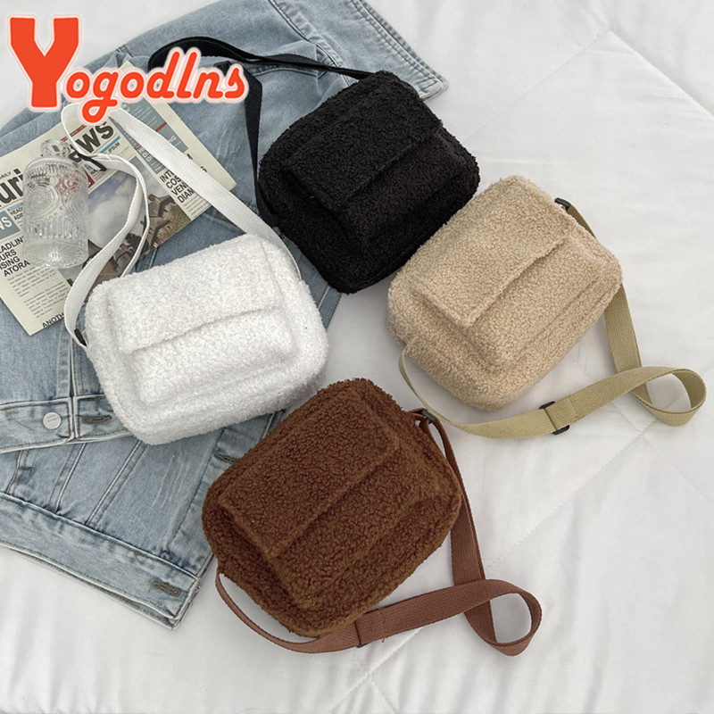 Yogodlns Winter Paluskott Naistele armas väike õlakott klapp kaenlaalune käekott Villane kohev karusnahast põikkott Luksuslik sidur