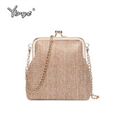 YBYT divatos szalmából készült crossbody táskák nőknek 2019 egyszerű alkalmi lánc női válltáska kézitáska tömör szövésű női kagylótáskák