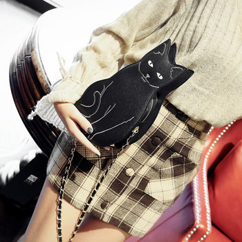 сладка черна котка вериги дамски чанти през рамо дизайнерска чанта месинджър луксозна изкуствена кожа crossbdoy чанта дама harajuku малки портмонета сак