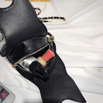 сладка черна котка вериги дамски чанти през рамо дизайнерска чанта месинджър луксозна изкуствена кожа crossbdoy чанта дама harajuku малки портмонета сак