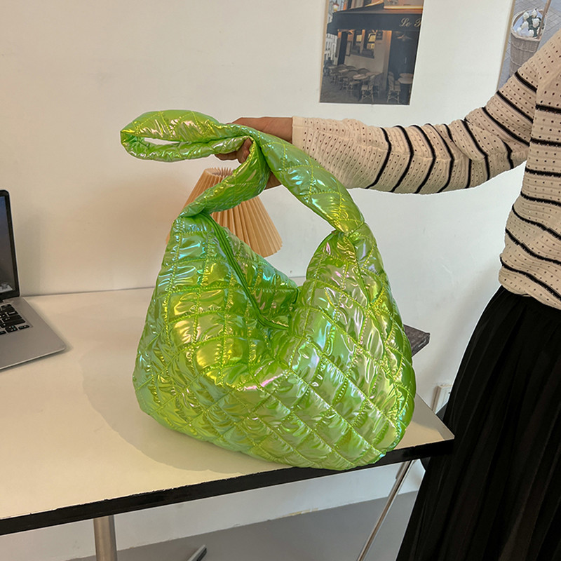 Toamnă Iarnă Genți de mână pentru doamne, de mare capacitate, căptușite din bumbac, cu mâner superior, model cu romb pentru călătorii, muncă pentru viața de zi cu zi