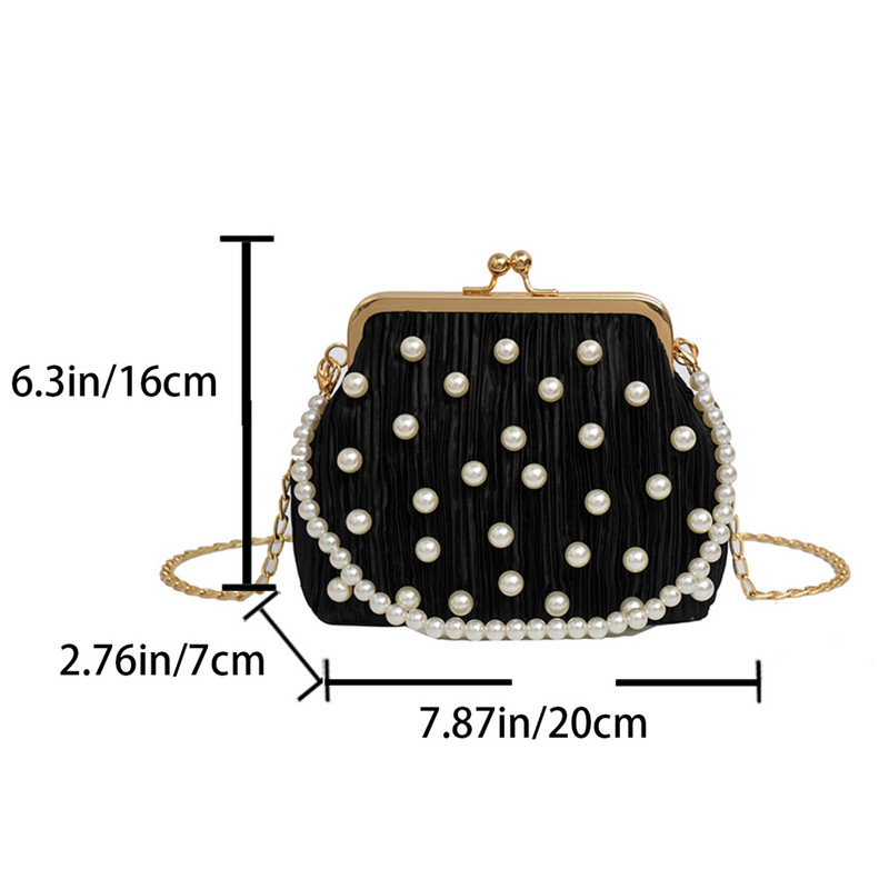 Πολυεστερική τσάντα σχεδιαστής μεταλλική τσάντα με κλιπ και γουρουνοφόρα τσάντα βραδινής αλυσίδας πολυτελείας μαργαριταρένιας τσάντα μόδας αλυσίδα τσάντα ώμου για πάρτι