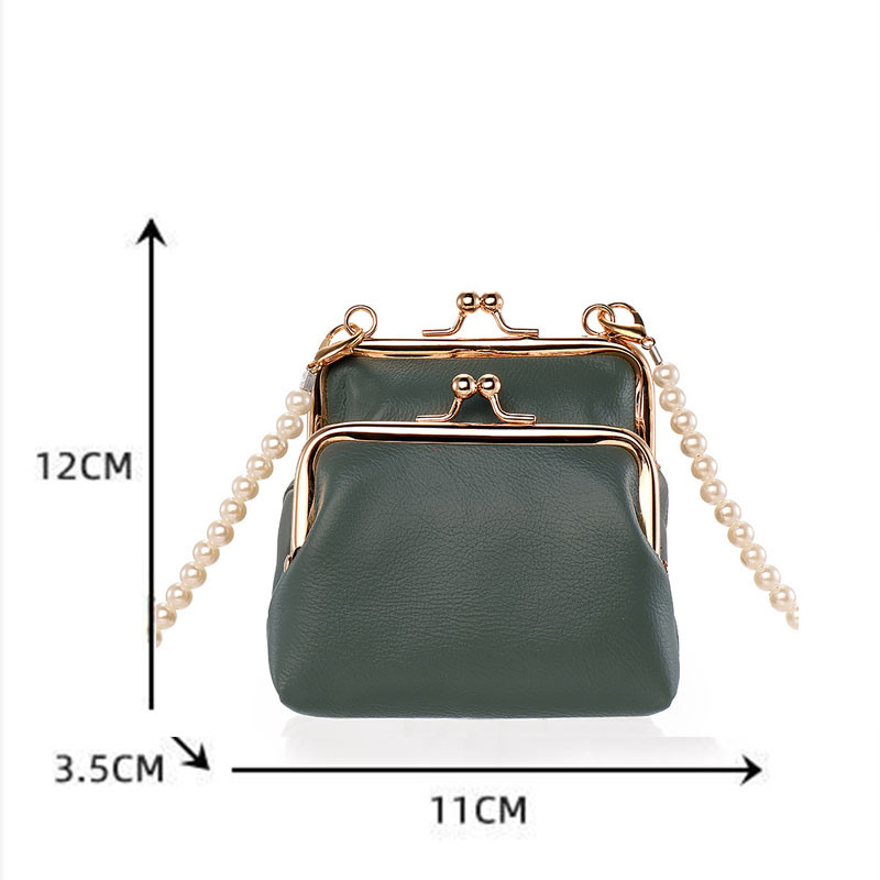 Fashion Double Layer Clips πορτοφόλι Deisgner Τσάντα χιαστί Γυναικεία μαργαριταρένια αλυσίδα Πορτοφόλι Pu Δερμάτινο πορτοφόλι Τσάντες ώμου Γυναικεία τσάντα