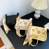 Moodne peen ostukott Korea stiilis siidist sall, isikupärastatud PU-nahast trendikas naistekott vabaaja naiste kandikud õlg