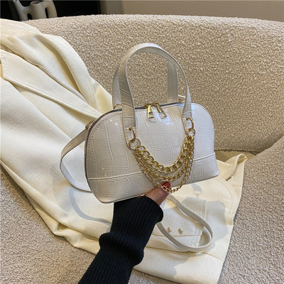 Дамска чанта за едно рамо с текстурен камък за жени Ретро универсални вериги Ракови чанти Нова ежедневна чанта през рамо