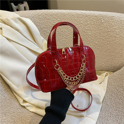 Дамска чанта за едно рамо с текстурен камък за жени Ретро универсални вериги Ракови чанти Нова ежедневна чанта през рамо