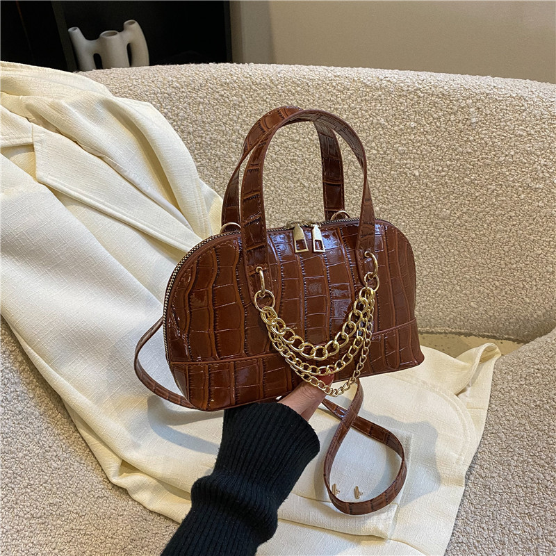 Дамска чанта за едно рамо с текстурен камък за жени Ретро универсални вериги Ракови чанти Нова ежедневна чанта през рамо