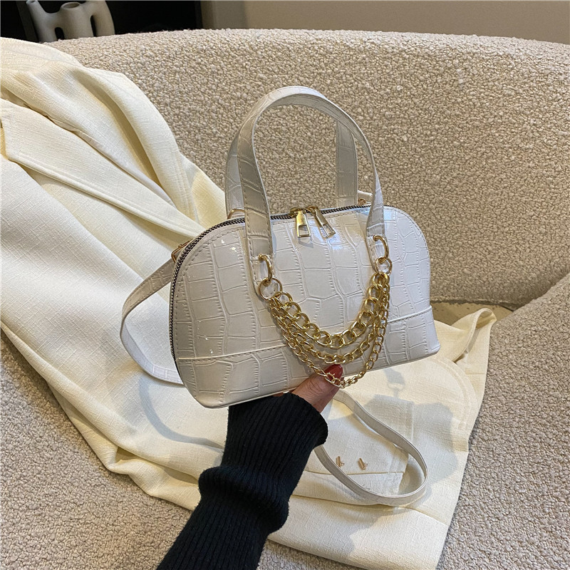 Дамска чанта за едно рамо с текстурен камък за жени Ретро универсални вериги Ракови чанти Нова ежедневна чанта през рамо
