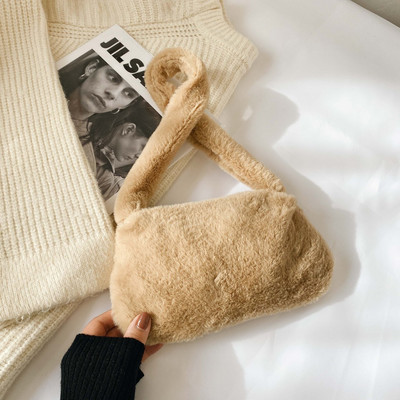 Kandekotid INS Mood Naiste Lehmaprint Mini õlakotid Naistele Talvised pehmed kaenlaaluste kotid Leopard Sebra muster kohev