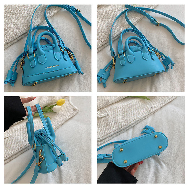 Mini geantă drăguță Shell 2022, noua tendință de modă coreeană, geantă retro casual, geantă solidă pentru femei, cu un singur umăr