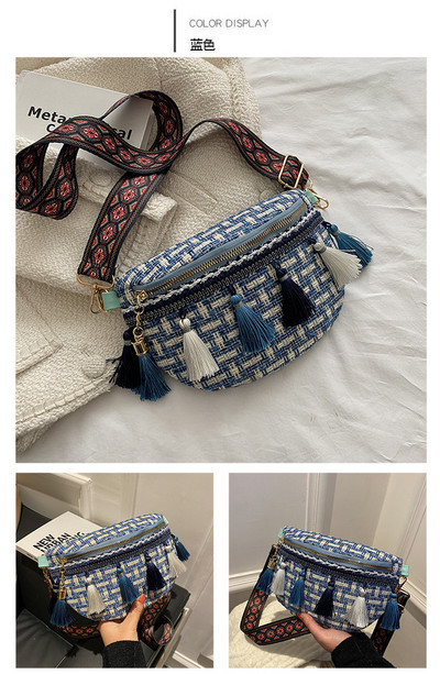 Tuttkott Naiste kott, kootud ühe õlaga kott Chaoguo stiilis etnilise vähemuse stiilis rinnakott