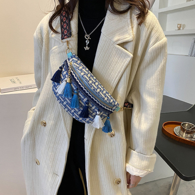 Tuttkott Naiste kott, kootud ühe õlaga kott Chaoguo stiilis etnilise vähemuse stiilis rinnakott