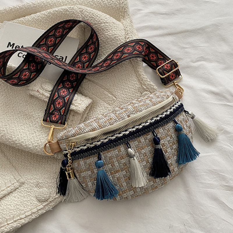 Tuttkott Naiste kott, kootud ühe õlaga kott Chaoguo stiilis etnilise vähemuse stiilis rinnakott