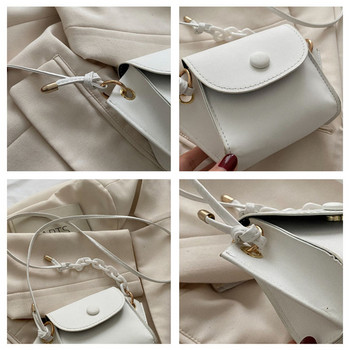 Мини дамска бяла чанта Messenger Дамска чанта от PU кожа Дизайнерски трендови чанти през рамо Дамска малка черна сребърна чанта през рамо