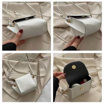Μίνι γυναικεία λευκή τσάντα αγγελιοφόρου PU Δερμάτινη τσάντα σχεδιαστή Trend Cross Body Τσάντες ώμου Lady Small Black Silver τσάντα χιαστί