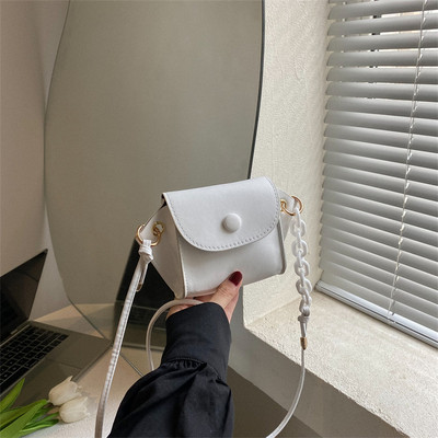 Mini naiste valge messenger kott PU nahast käekott Disainer Trend Cross Body õlakottid Lady Väike must hõbedane Crossbody kott