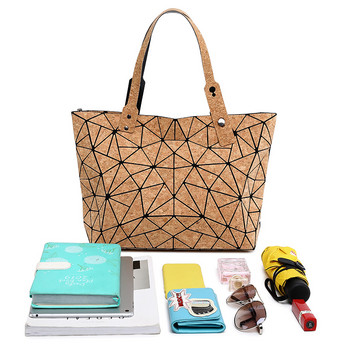 Дамска чанта Wood grain Diamond Tote Geometric Messenger Чанта през рамо Обикновени сгъваеми чанти Ежедневна пазарска чанта bolsos mujer