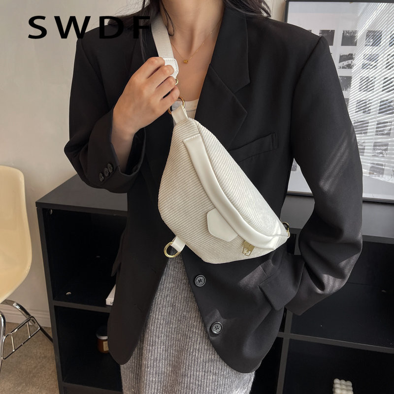 SWDF Vintage Brand Design Κοτλέ τσάντα ώμου χιαστί Γυναικεία τσάντα και πορτοφόλια 2023 Fashion Messenger Τσάντες Bolso Mujer