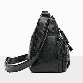 Дамска мека чанта през рамо Портмоне от PU кожа Плътна чанта Messenger Crossbody Чанти за майка Женска ретро чанта с много джобове Дамска чанта