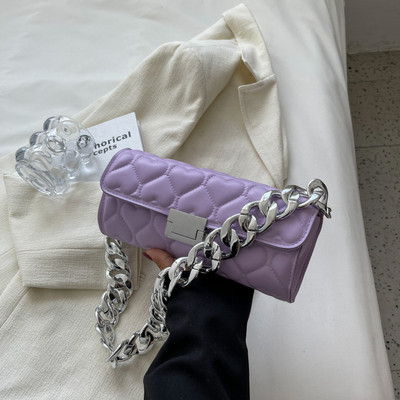 Geantă de umăr cu lanț gros din acrilic de modă Genți de mână cu model de inimă de dragoste Genți de designer pentru subrat pentru femei, trapană mică