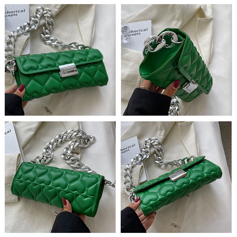 Geantă de umăr cu lanț gros din acrilic de modă Genți de mână cu model de inimă de dragoste Genți de designer pentru subrat pentru femei, trapană mică