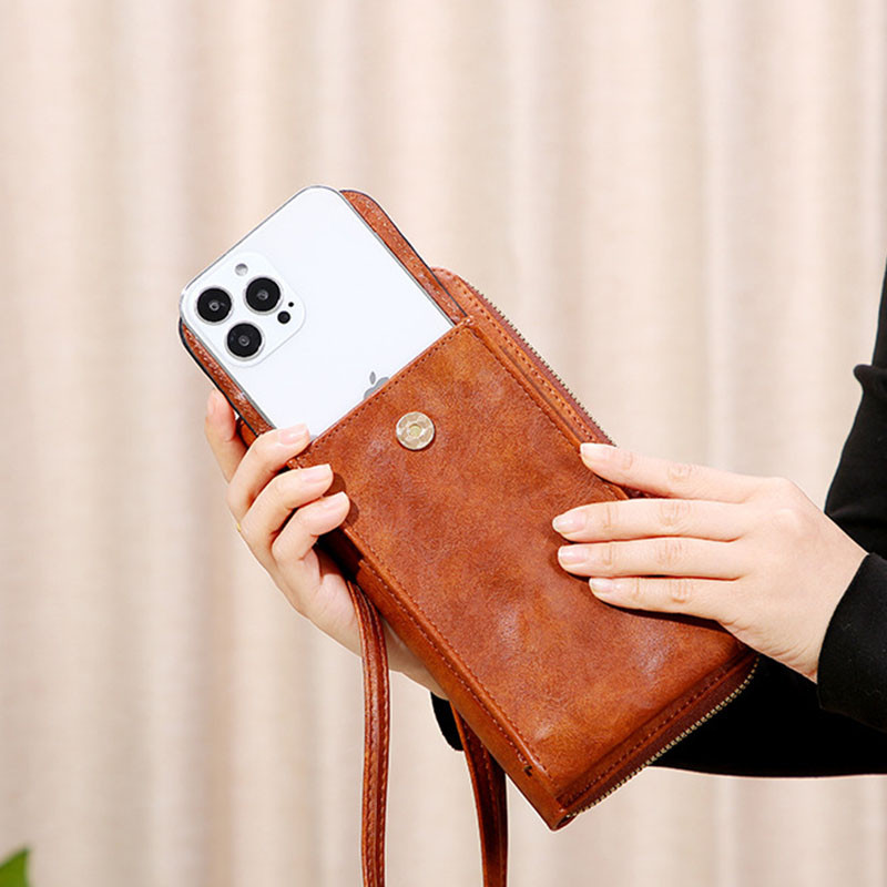 Suure mahutavusega naiste rahakott Telefoni õlakotid naistele Brändi kaardihoidja rahakott Mündikott Pehmest nahast rist kehaga naiste kott