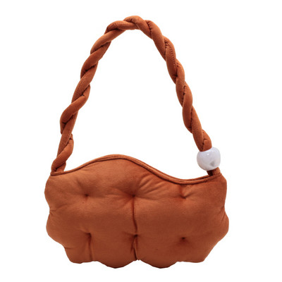 Geantă de umăr din catifea în formă de bob de mazăre Genți de mână cu pliuri umflate pentru femei Geantă de subrat cu cureaua răsucită Genți cu mâner de sus din margele acrilice de iarnă