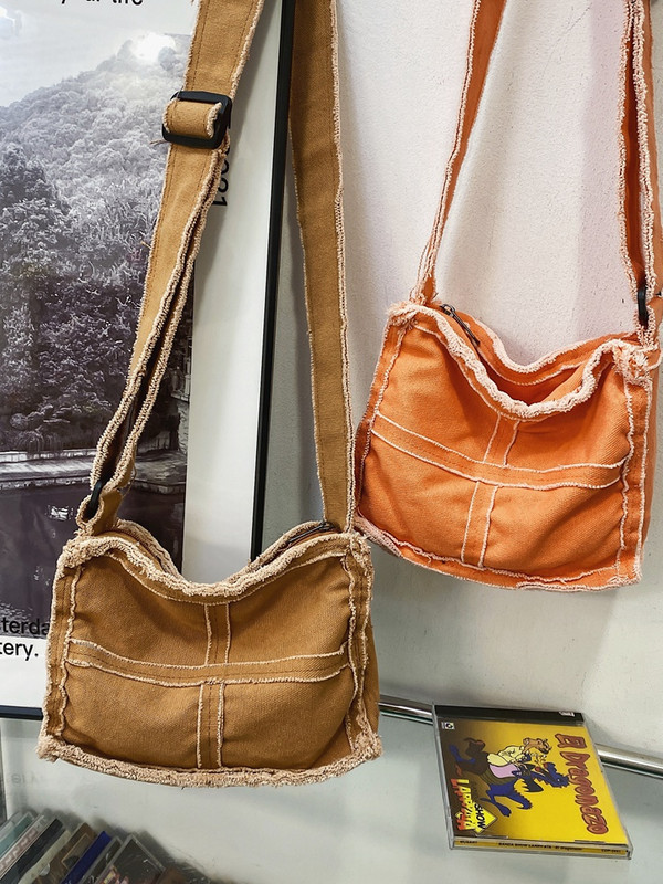 Geantă mică de umăr din pânză pentru femei, geantă mică de mesager din pânză groasă, genți retro vintage, genți crossbody drăguțe cu fermoar pentru fete