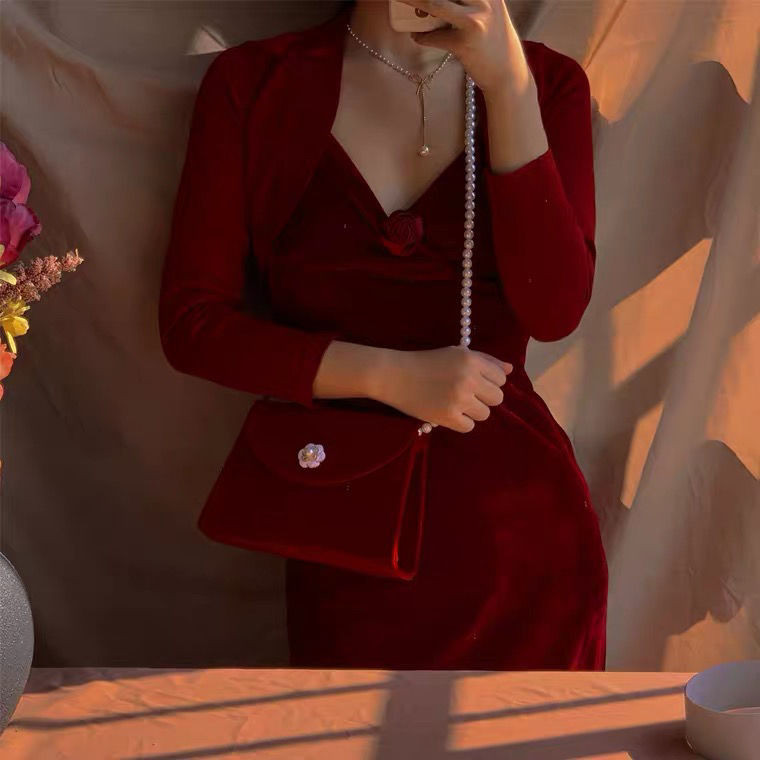 Γυναικείες τσάντες ώμου vintage μαργαριταρένιες τσάντες ώμου Γυναικείες κόκκινες βελούδινες τσάντες χιαστί Πολυτελείς γυναικείες τσάντες μασχάλης τσάντες τσάντες