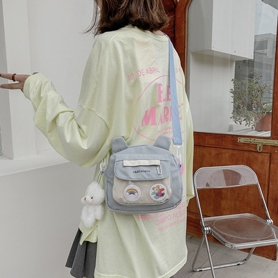 Γυναικεία χαριτωμένη μικρή τσάντα Ιαπωνική vintage καμβάς σε σχήμα αρκούδας κορίτσι μαθητής αγγελιοφόρος Αστεία τσάντα ώμου