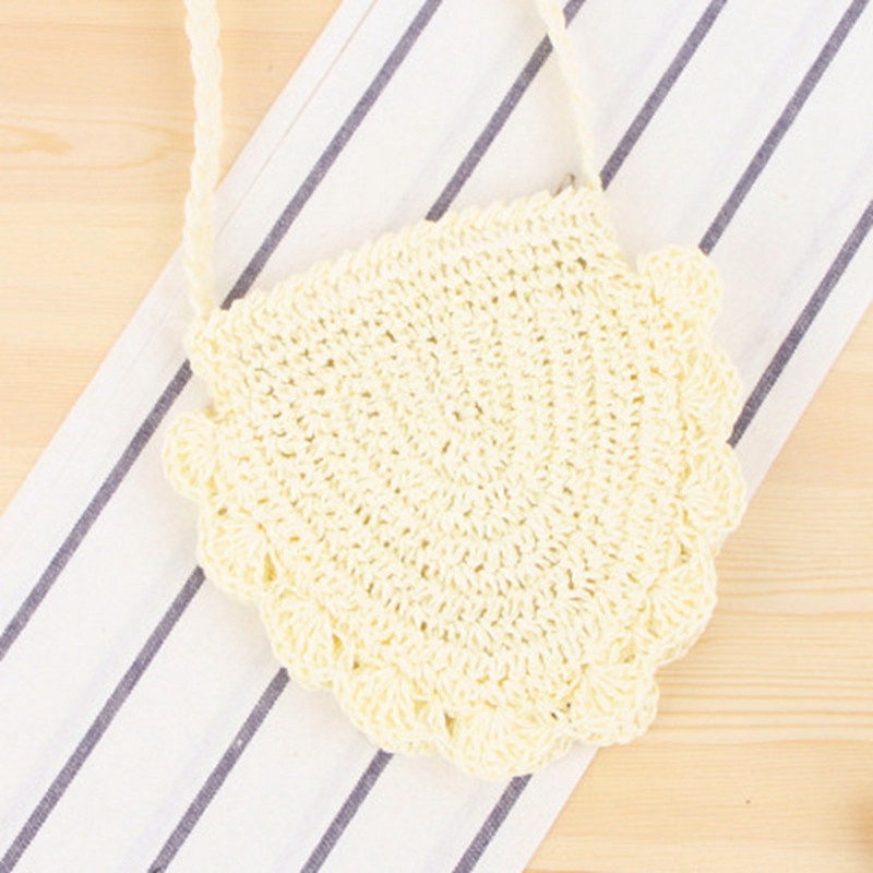 Stil etnic drăguț formă de scoică geantă de umăr unică geantă mică proaspătă oblică paie umăr sălbatic poșetă casual