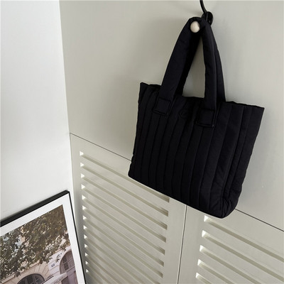 Hylhexyr naiste kosmose puuvillane pehme käekott vertikaalse triibuga moodne ruudukujuline vabaaja kandik, naiste punnis ostukotid