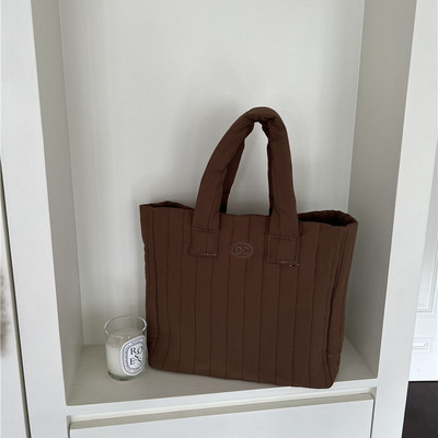 Hylhexyr naiste kosmose puuvillane pehme käekott vertikaalse triibuga moodne ruudukujuline vabaaja kandik, naiste punnis ostukotid