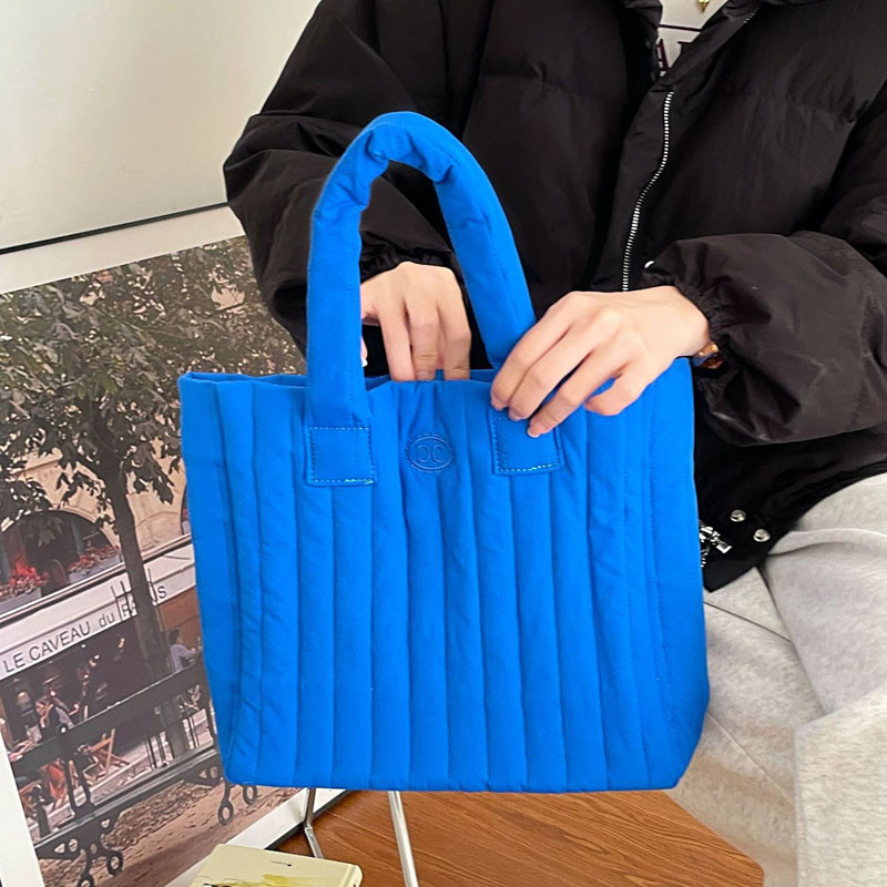 Hylhexyr naiste kosmose puuvillane pehme käekott vertikaalse triibuga moodne ruudukujuline vabaaja kandik, naiste punnis ostukotid