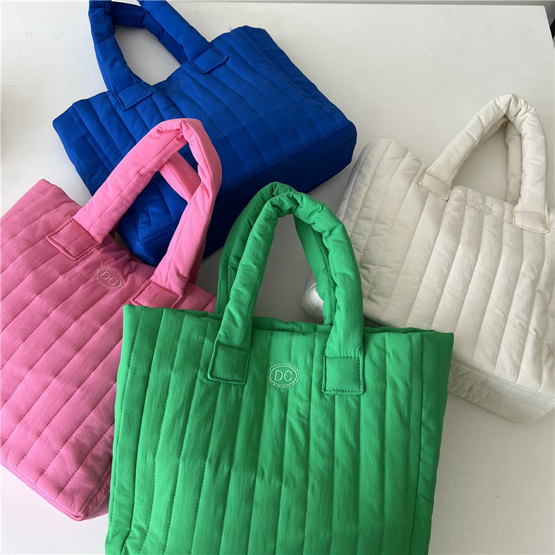 Hylhexyr naiste kosmose puuvillane pehme käekott vertikaalse triibuga moodne ruudukujuline vabaaja kandik, naiste punnis ostukotid