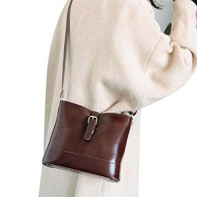 Vintage απλός μικρός δερμάτινος κουβάς PU χιαστί Γυναικεία σχεδιαστής μόδας Lady Luxury Μαύρες τσάντες ώμου Τσάντες Messenger