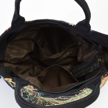 Дамски платнени чанти през рамо Дамски чанти с бродерия Ръчно изработени чанти в етнически стил Ретро дамски чанти с горна дръжка и голям капацитет