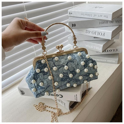 Női Pearl kézitáska Este Esküvői Kuplung Kézitáska Gyöngy táska Ruha Vacsoratáska Kis pénztárca Koszorúslány kézitáska Fehér Fekete Bolsas