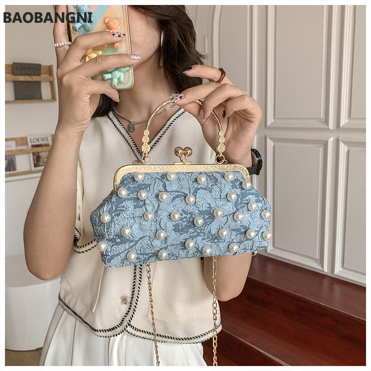 Női Pearl kézitáska Este Esküvői Kuplung Kézitáska Gyöngy táska Ruha Vacsoratáska Kis pénztárca Koszorúslány kézitáska Fehér Fekete Bolsas