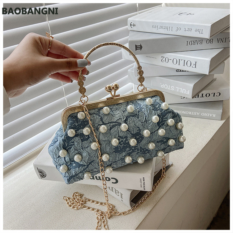 Női Pearl kézitáska Este Esküvői Kuplung Kézitáska Gyöngy táska Ruha Vacsoratáska Kis pénztárca Koszorúslány kézitáska Fehér Fekete Bolsas